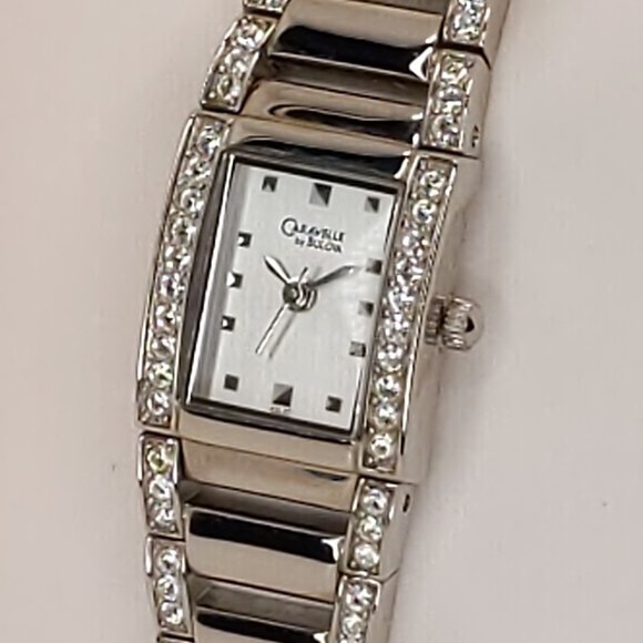 Bulova Accessories - Caravelle Ladies Dress Watch By Bulova 56 Crystal Embedded Bezel & Bracelet 17mm